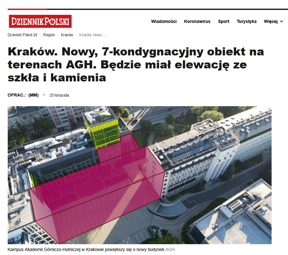 Nowy, 7-kondygnacyjny obiekt na terenach AGH