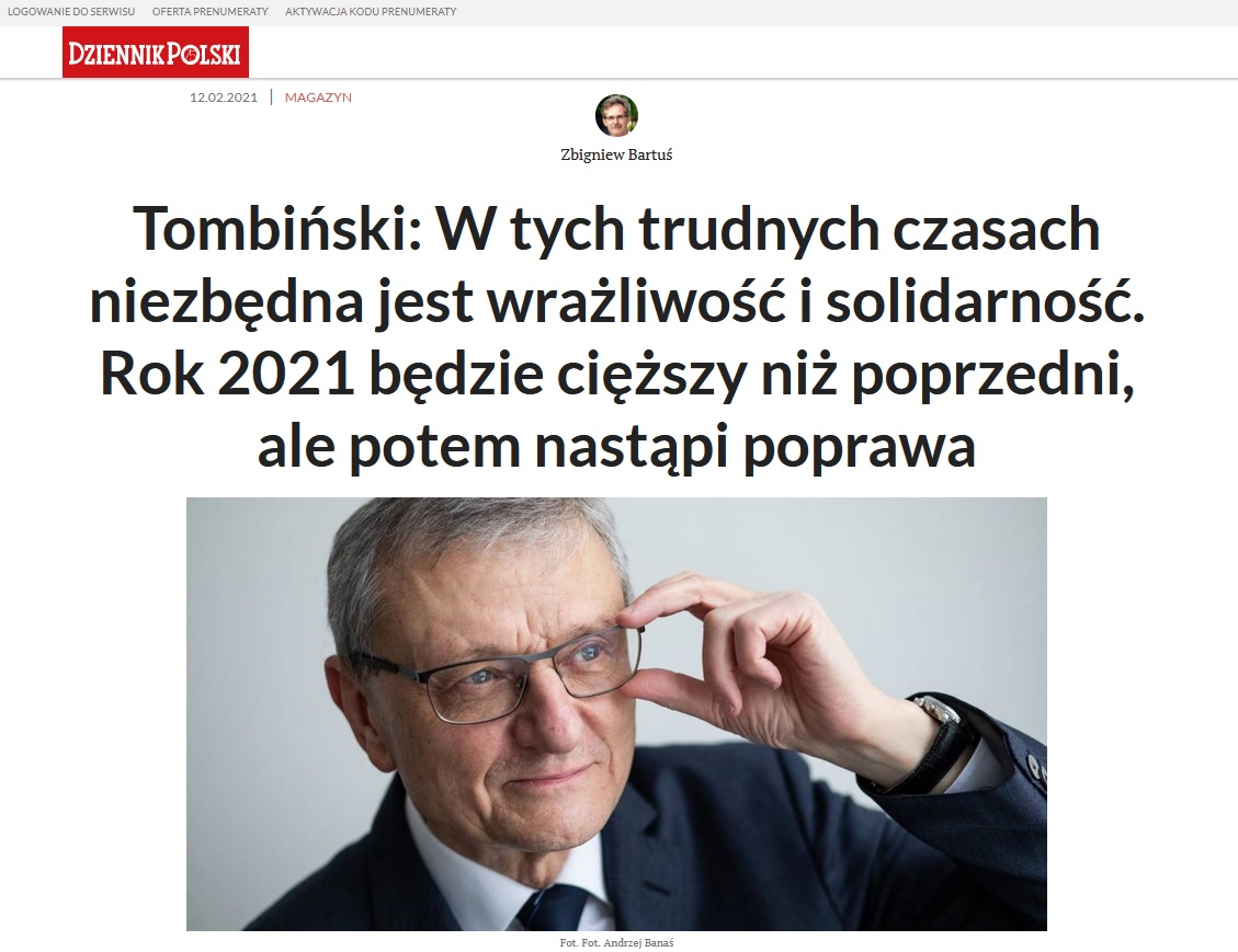 Wywiad z Andrzejem Tombińskim w Dzienniku Polskim